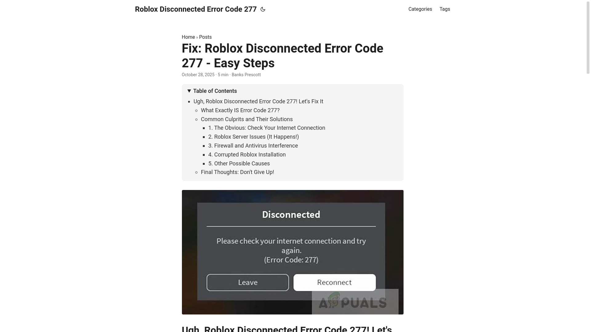 website screenshot of https://roblox-disconnected-error-code-277.pages.dev/