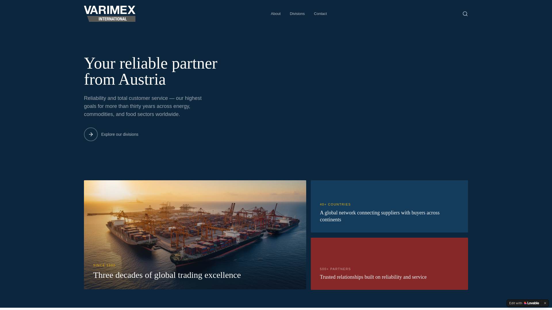 website screenshot of https://varimex-international.com