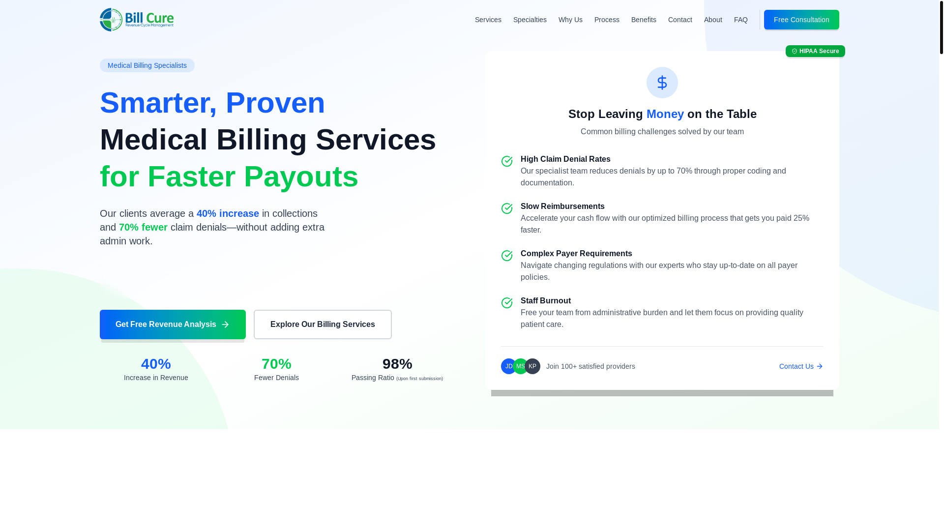 website screenshot of https://clickbillcure.com/