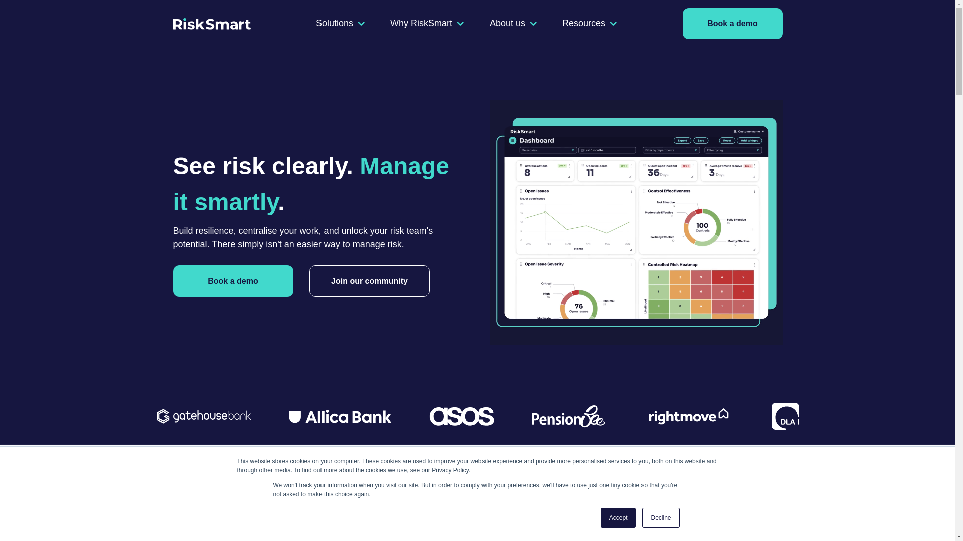 website screenshot of https://risksmartcore.com/