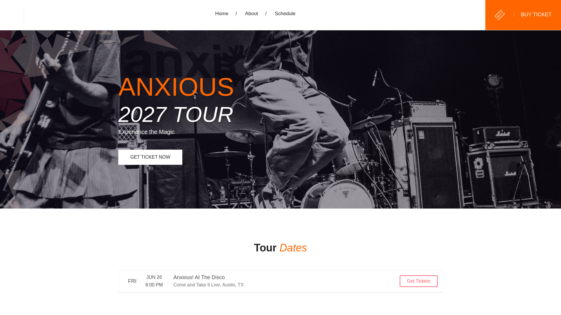 website screenshot of https://anxioustour.us