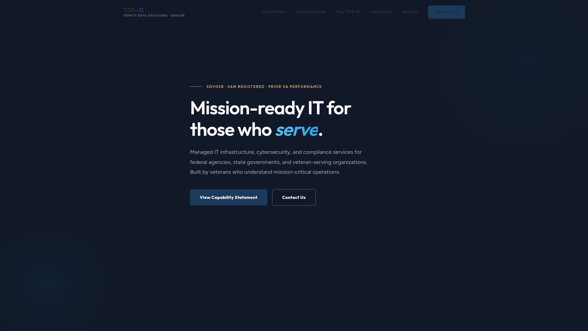 website screenshot of https://tdsis-govcon-site.pages.dev/