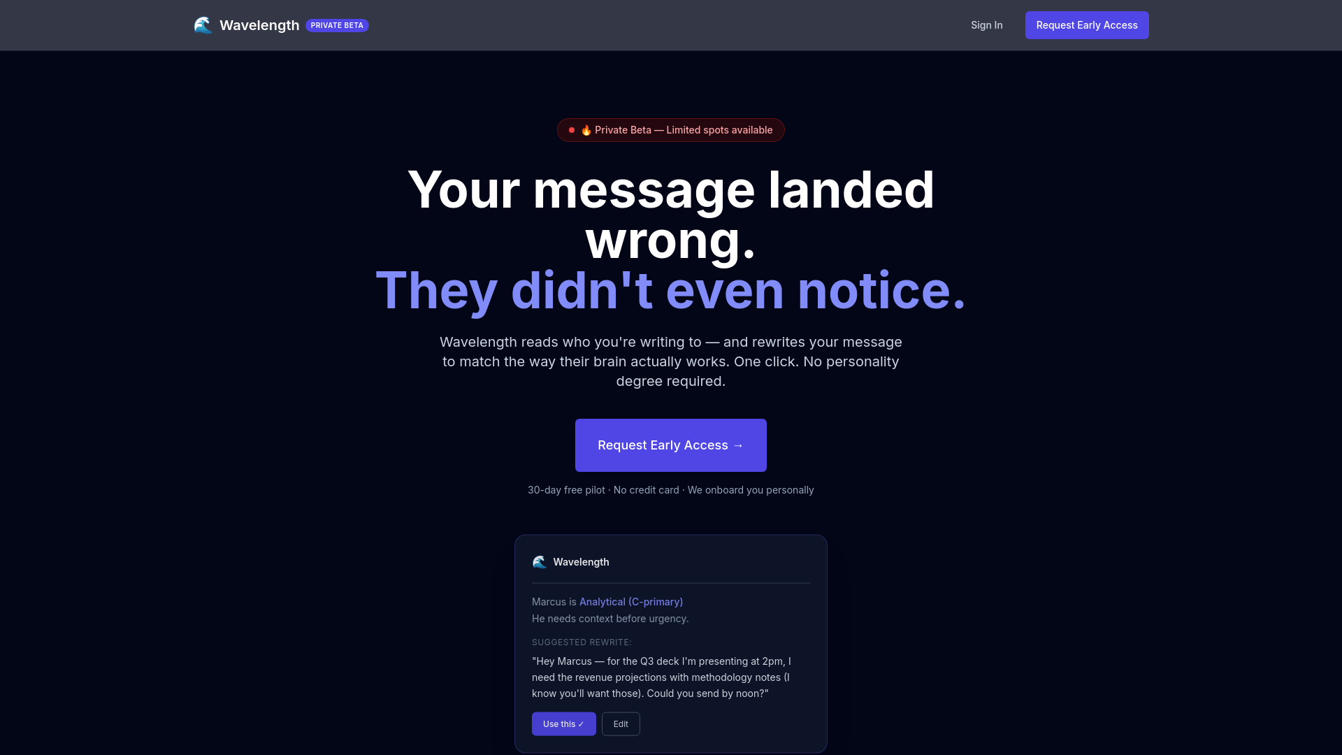 website screenshot of https://mywavelength.ai/