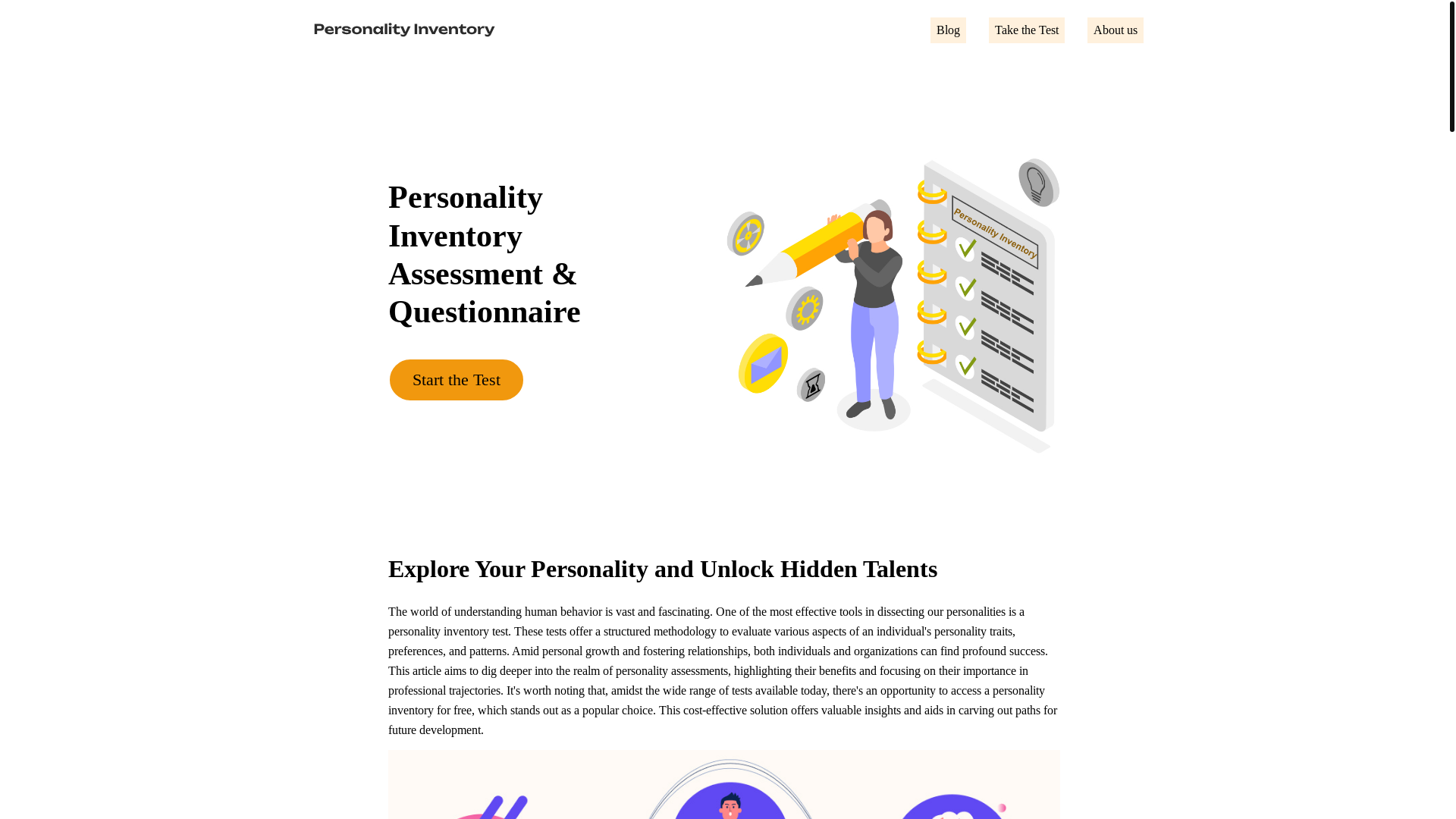 website screenshot of https://personality-inventory-hub.com/