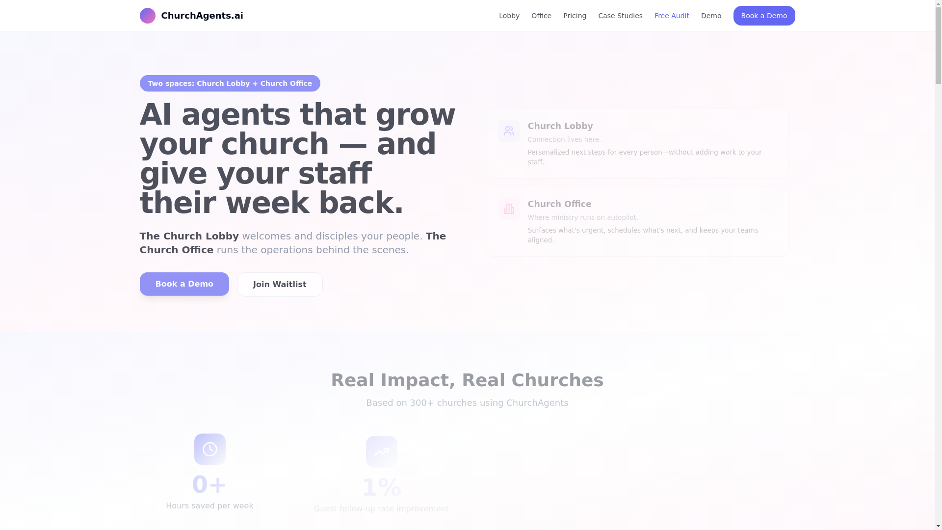 website screenshot of https://churchagents.ai/