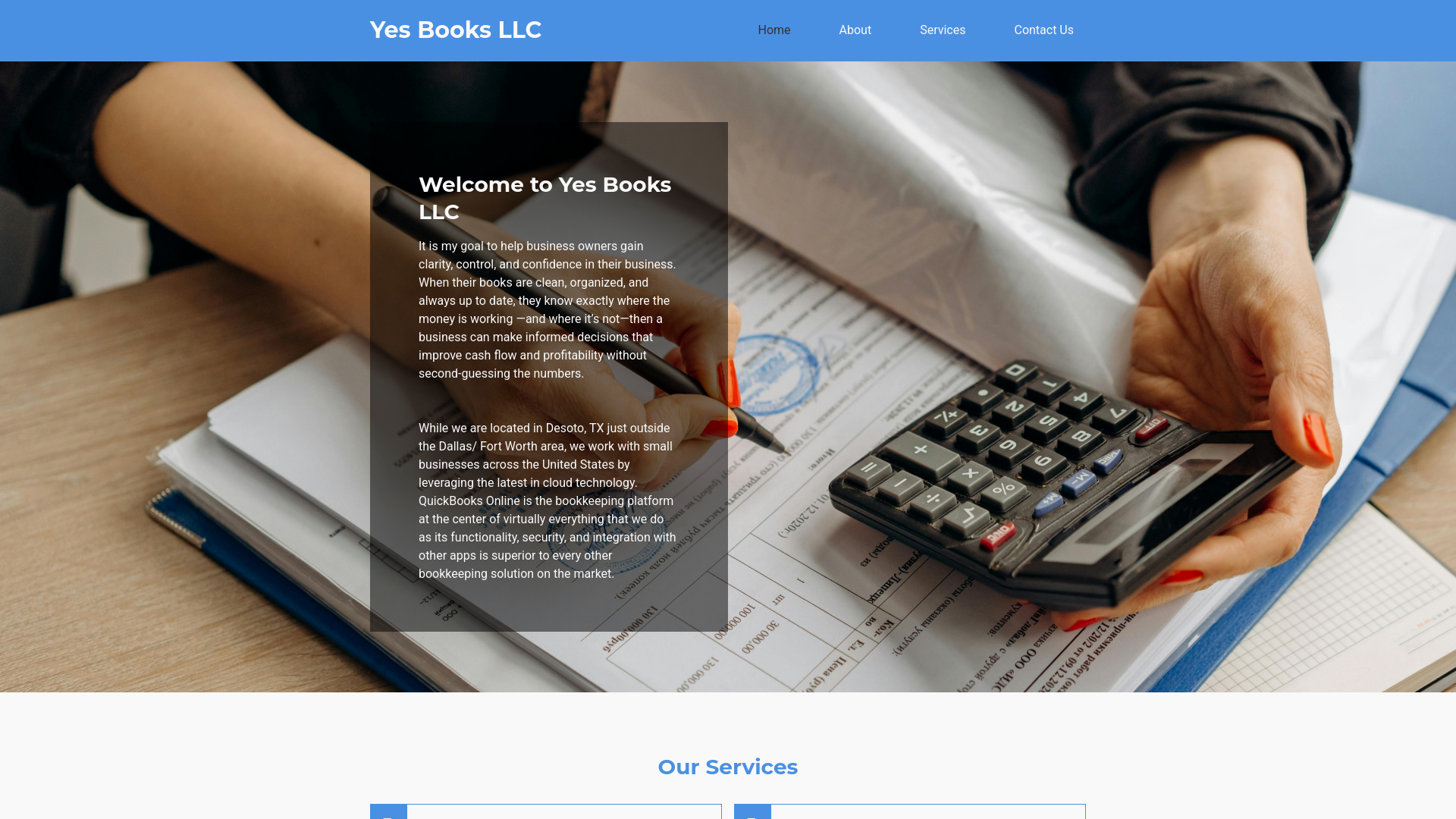 website screenshot of https://yesbooksllc.com/