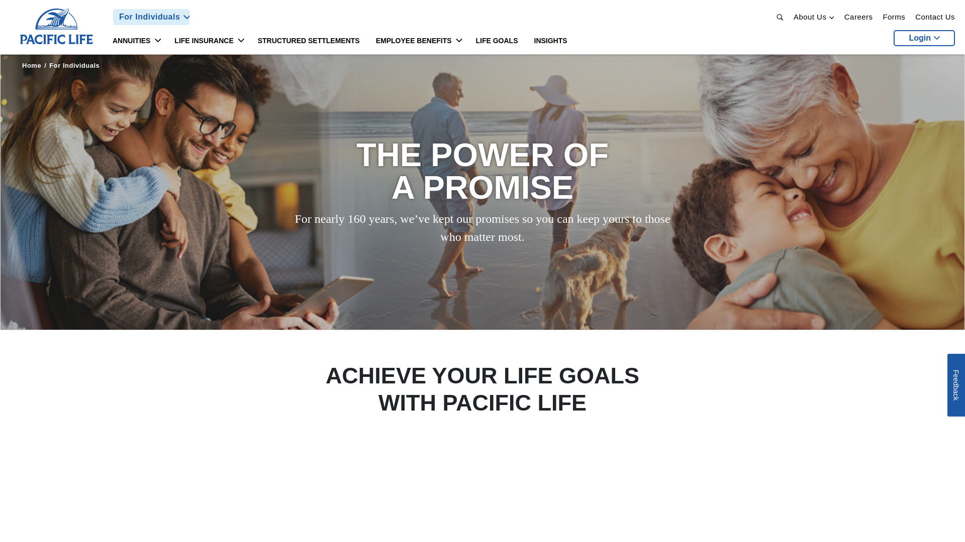 website screenshot of http://www.pacificlife.com/
