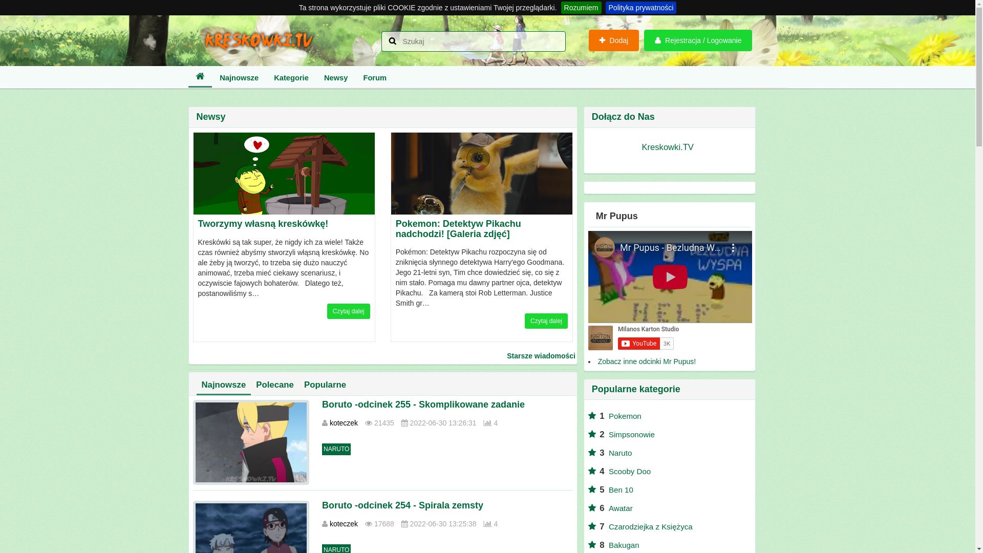 website screenshot of https://www.kreskowki.tv/