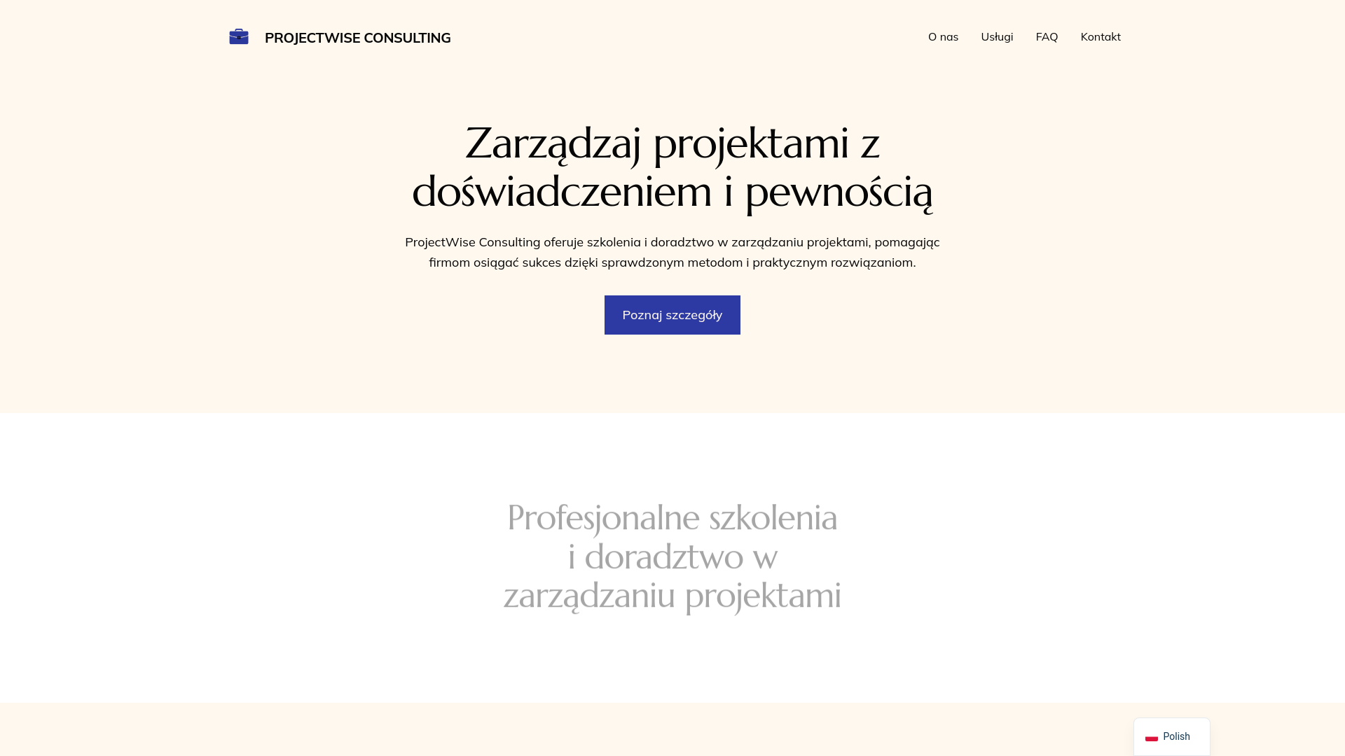 website screenshot of https://projectwiseconsulting.pl