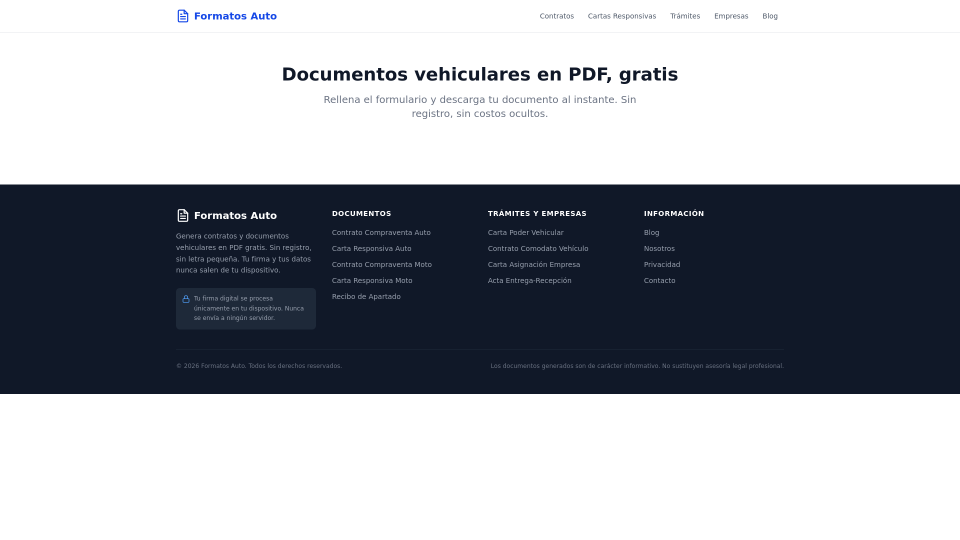 website screenshot of https://formatosauto.pages.dev/