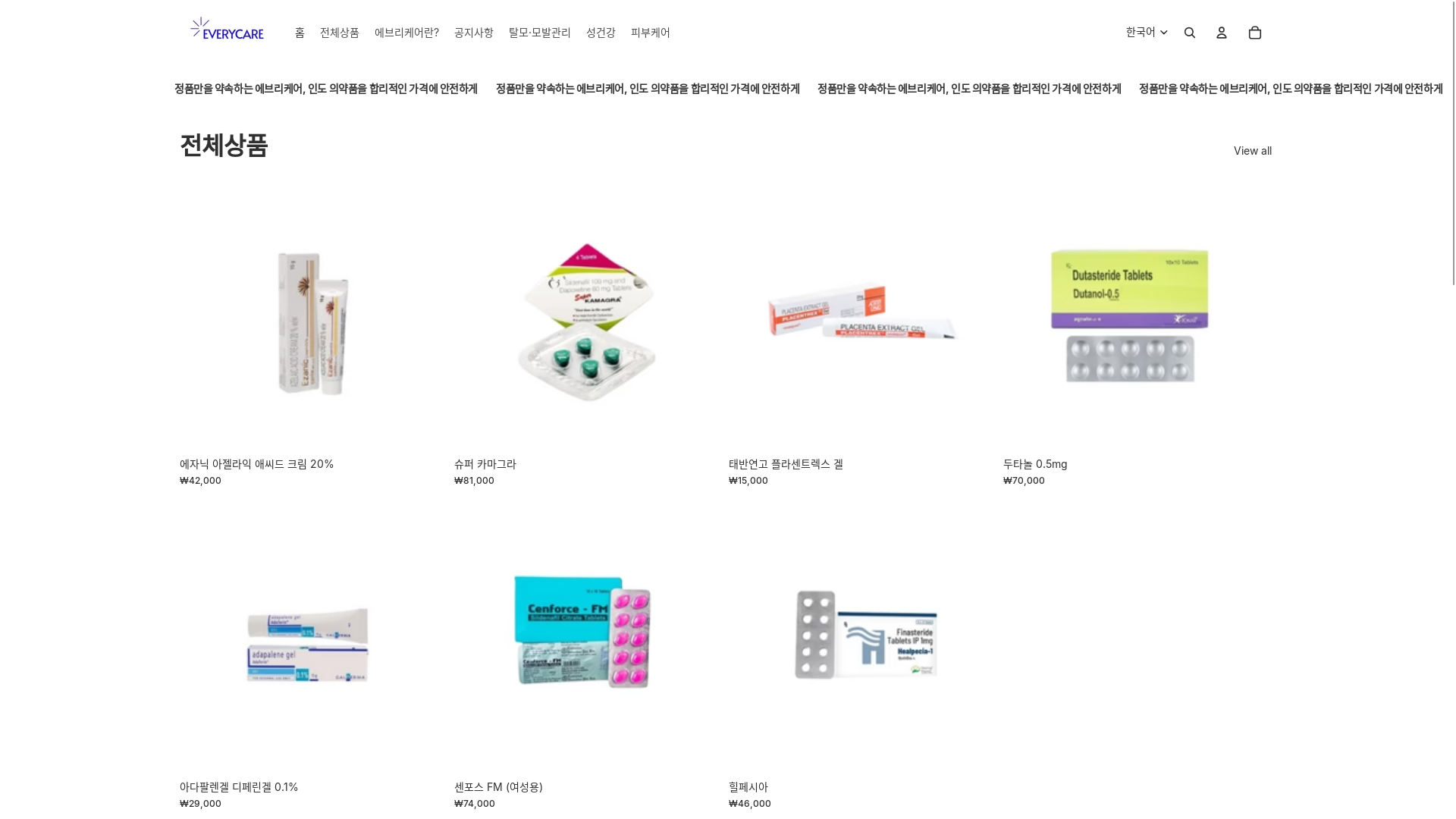 website screenshot of https://everycare.store/