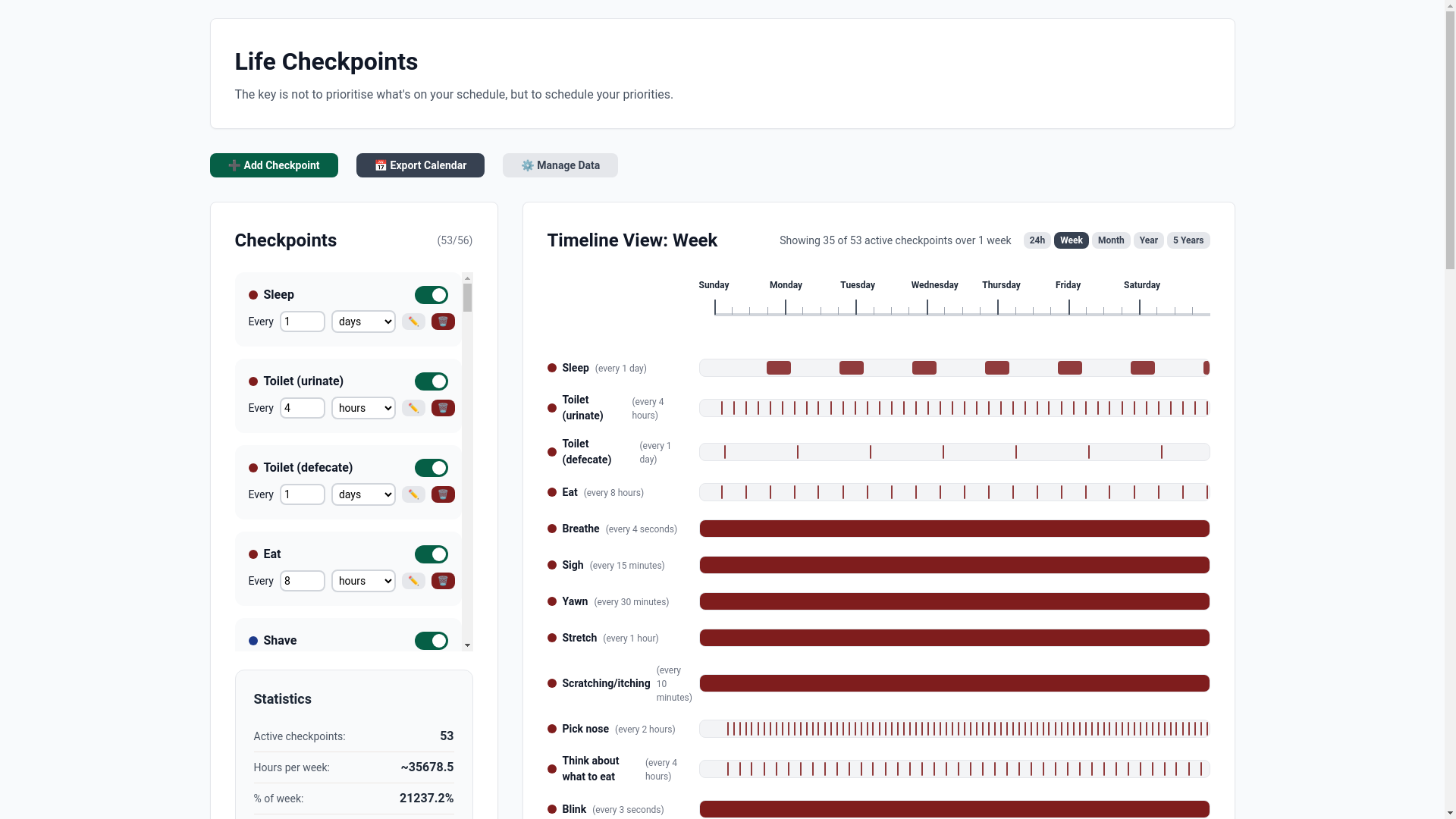 website screenshot of https://checkpoints.life/