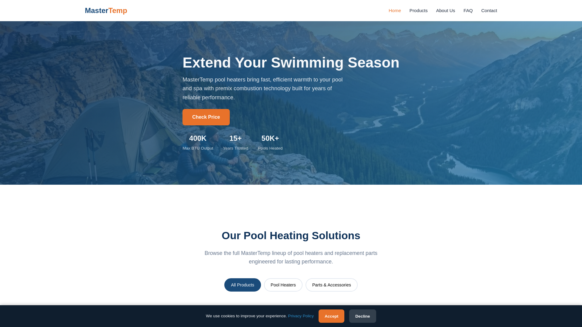 website screenshot of https://mastertemp.org