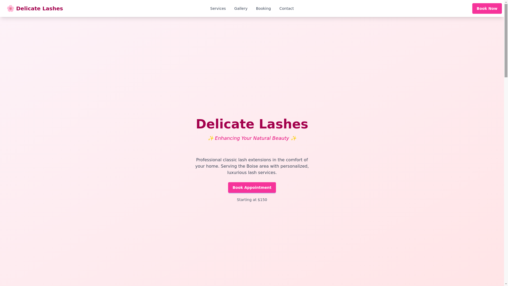 website screenshot of https://delicatelashes.pages.dev/