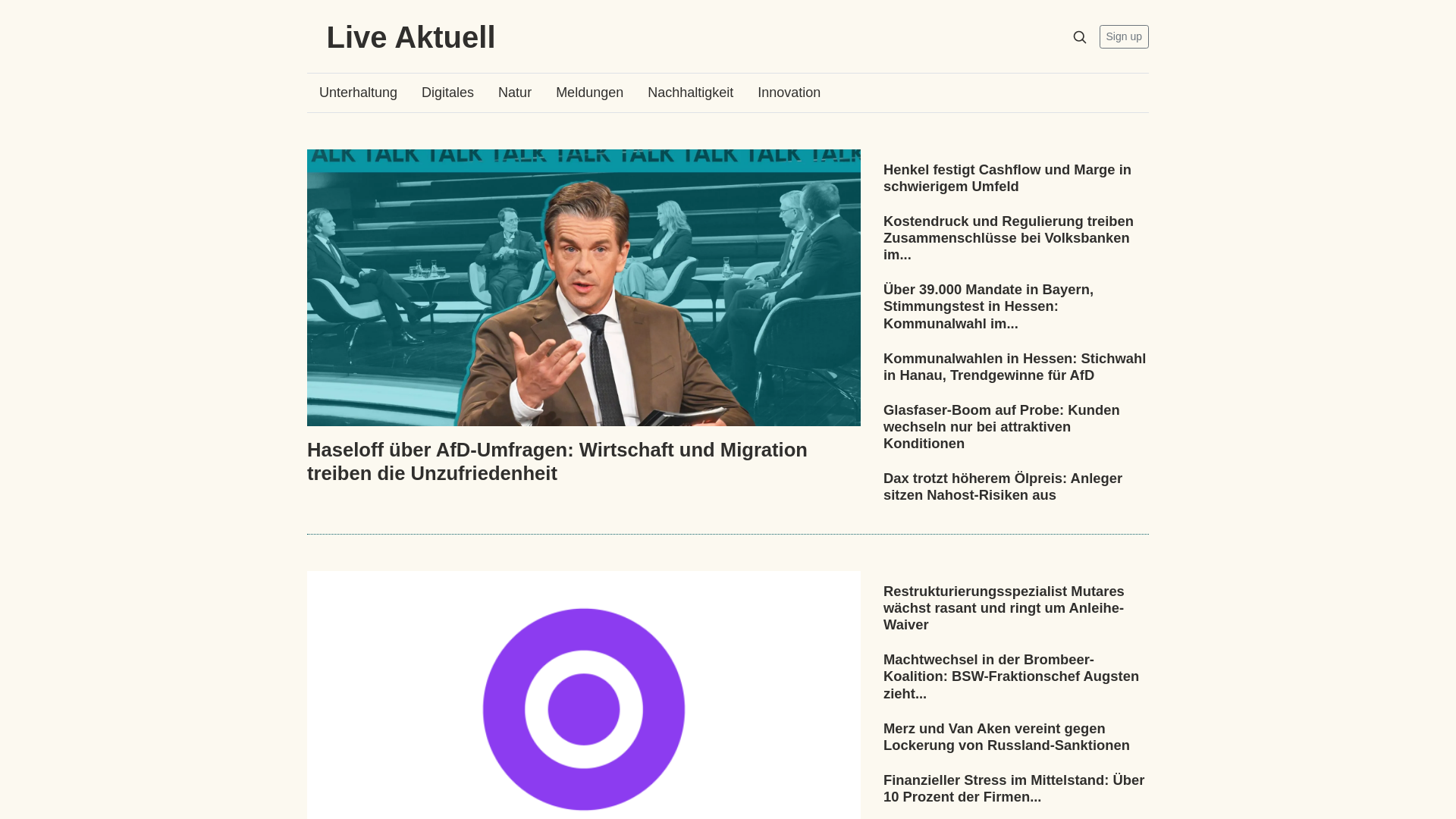 website screenshot of https://liveaktuell.de/