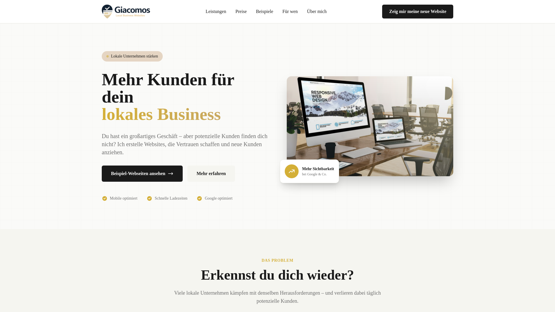 website screenshot of https://giacomos-localbusinesswebsites.com/