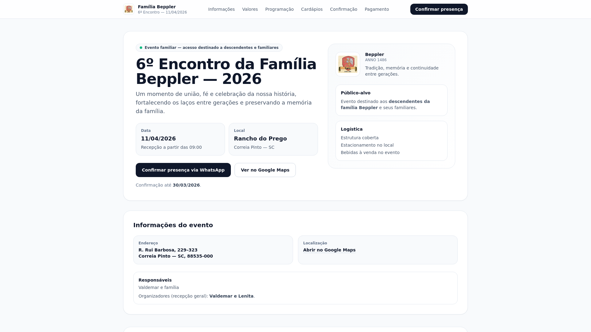 website screenshot of https://familia-beppler.pages.dev/