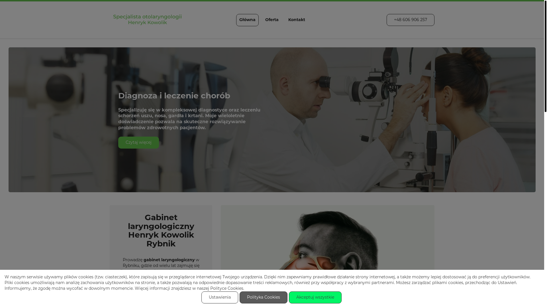 website screenshot of https://laryngologrybnik.pl/