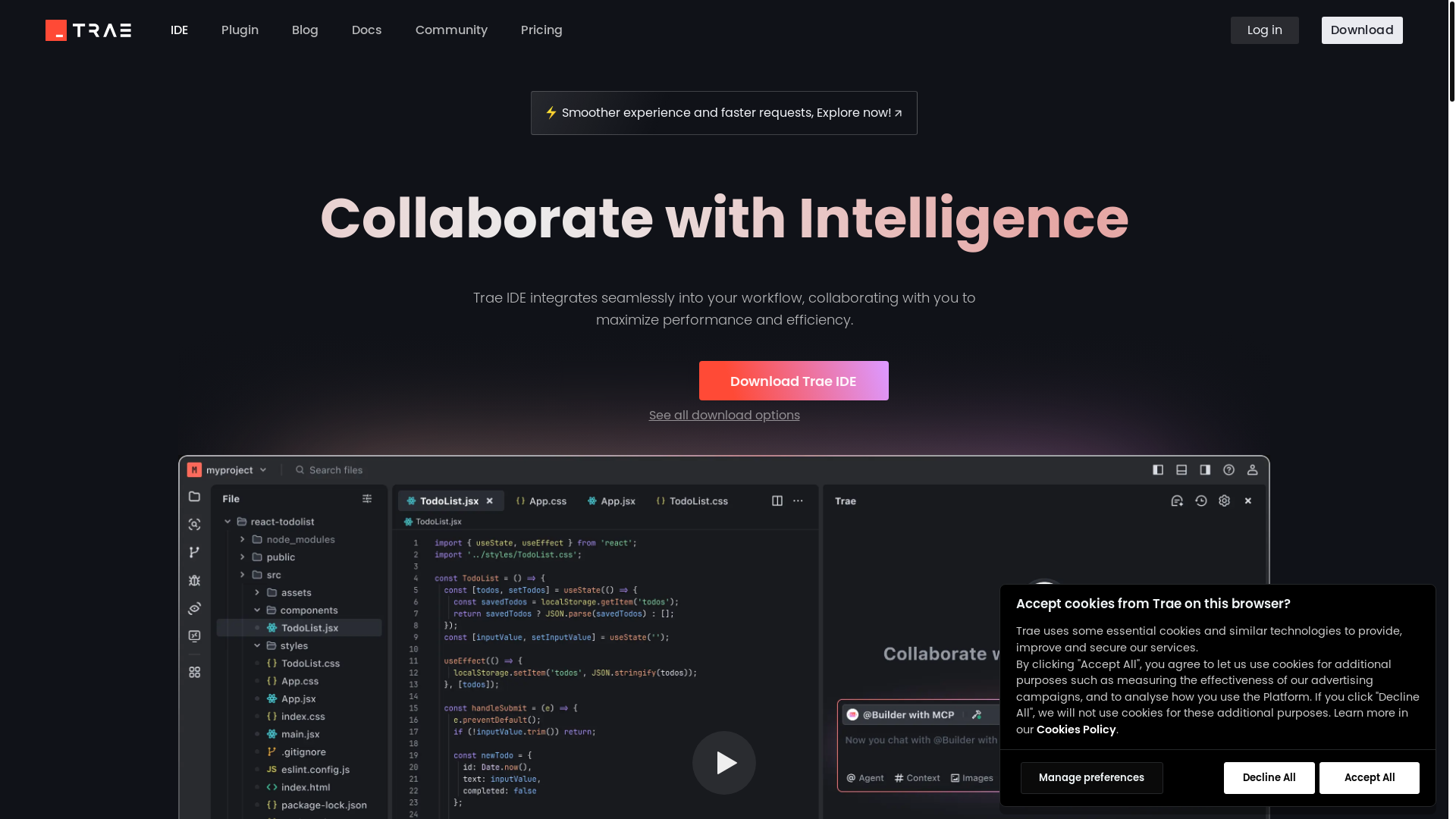 website screenshot of https://trae.ai