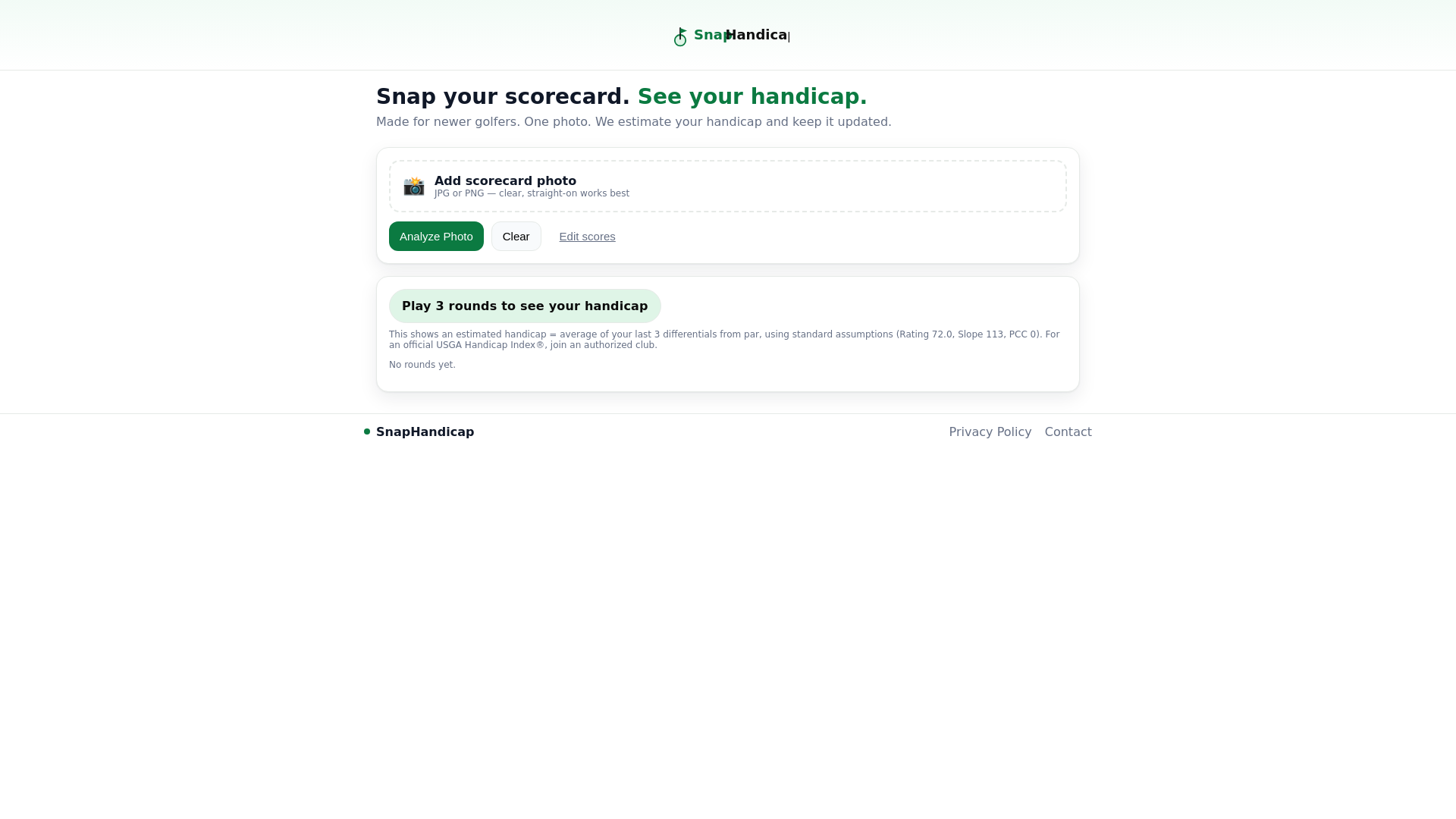 website screenshot of https://snaphandicap.com/