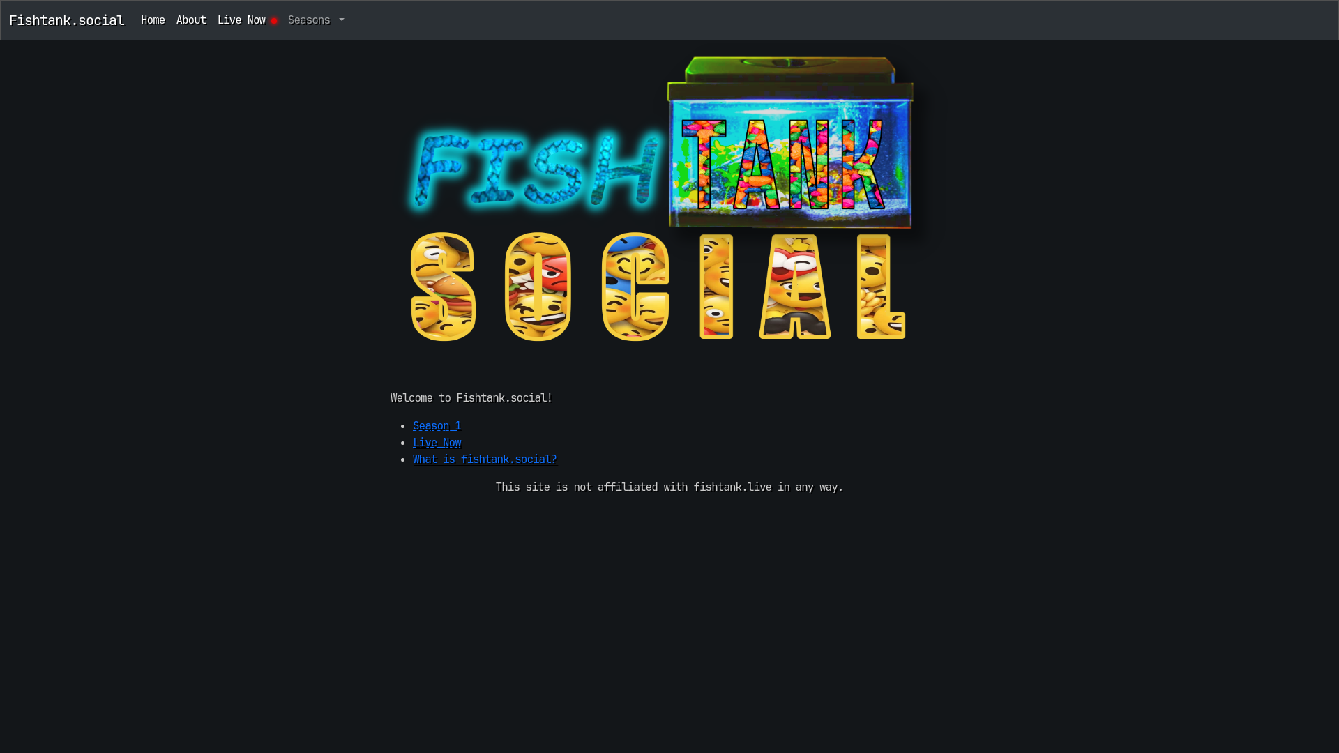 website screenshot of https://fishtank-social.pages.dev/