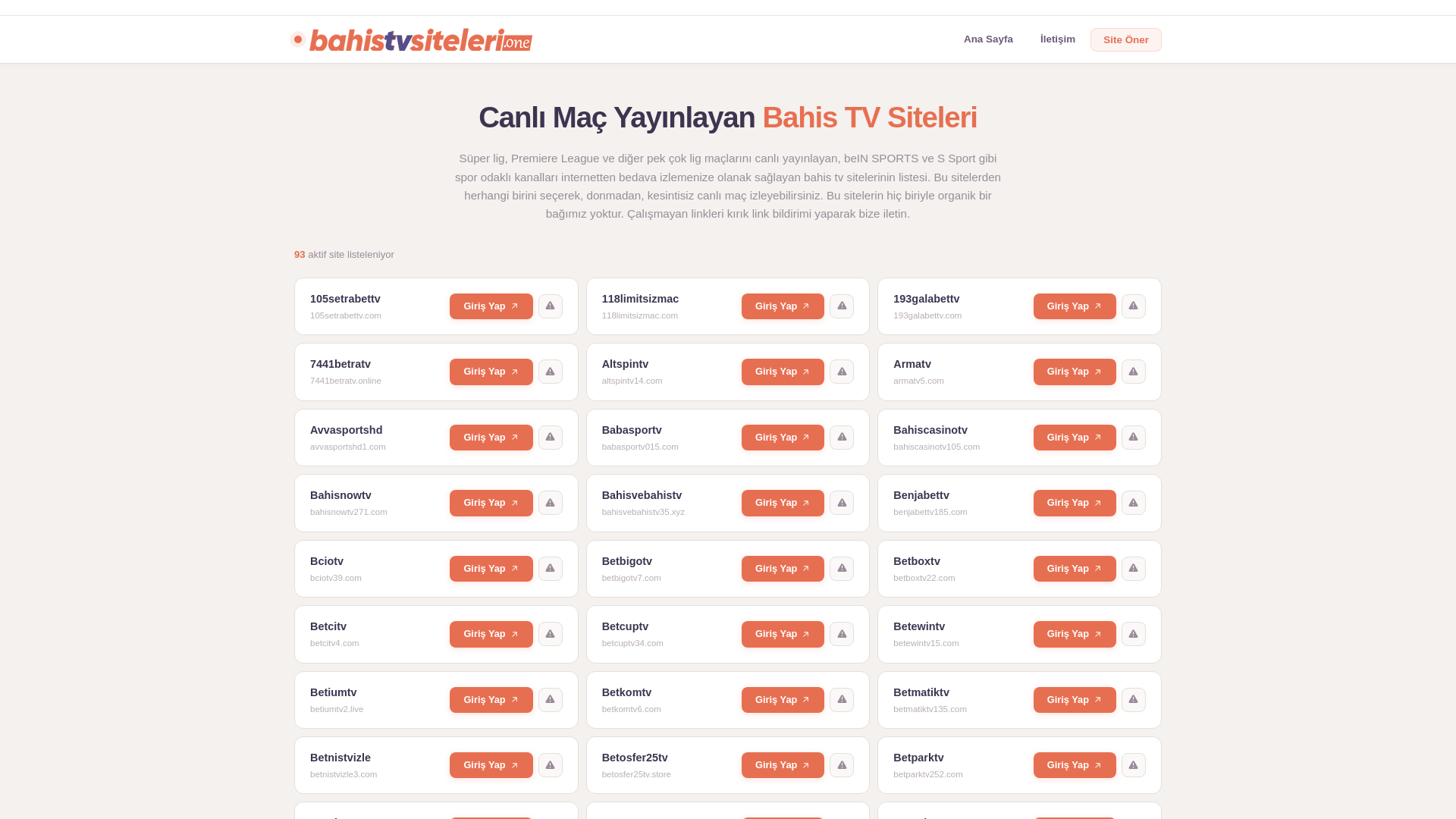 website screenshot of https://bahistvsiteleri.one/