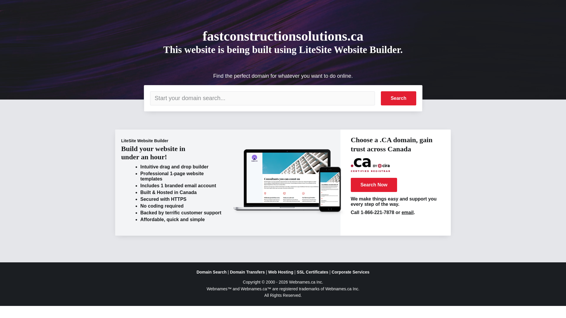 website screenshot of https://fastconstructionsolutions.ca/