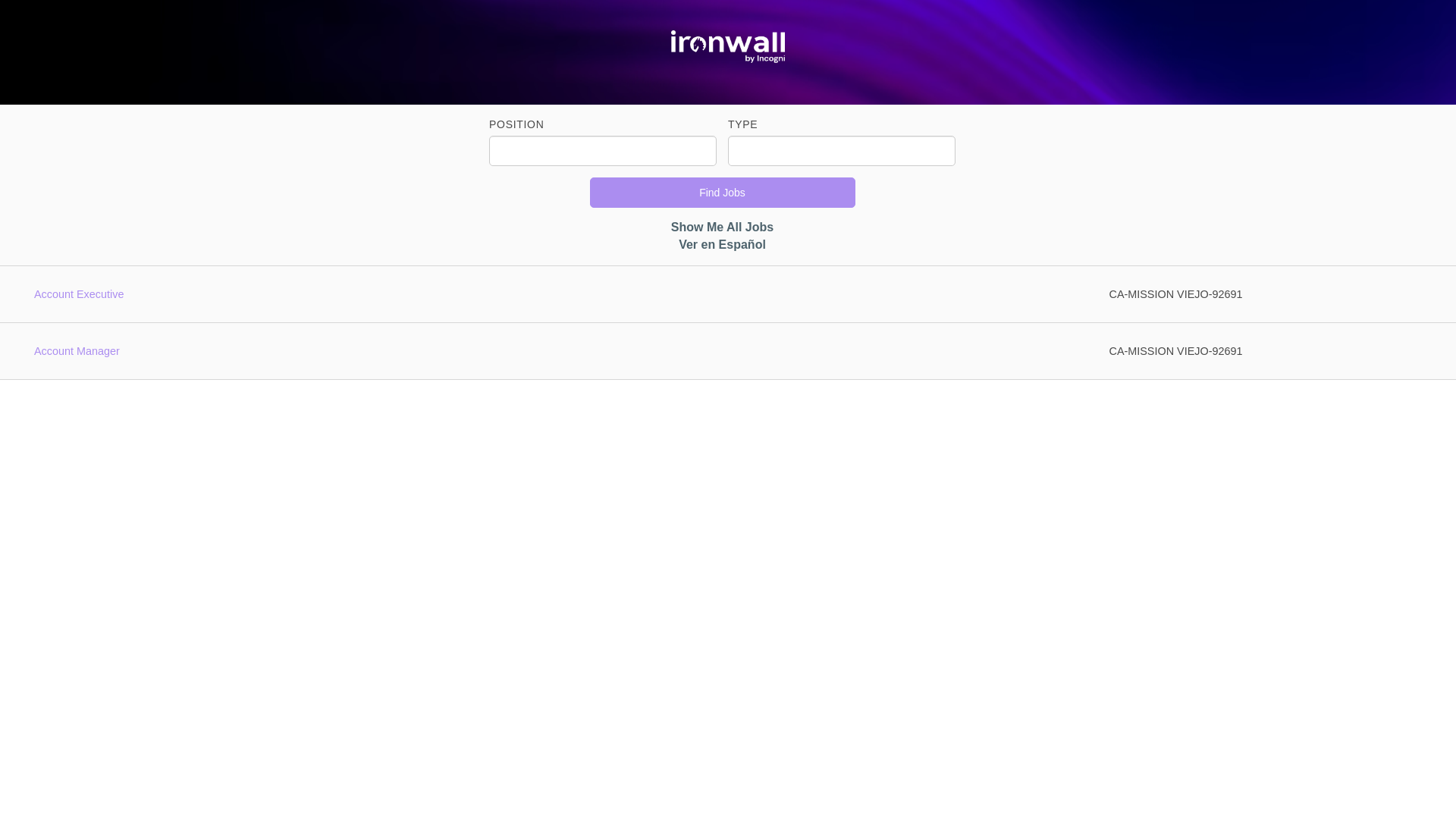 website screenshot of https://ironwall.careerplug.com/jobs