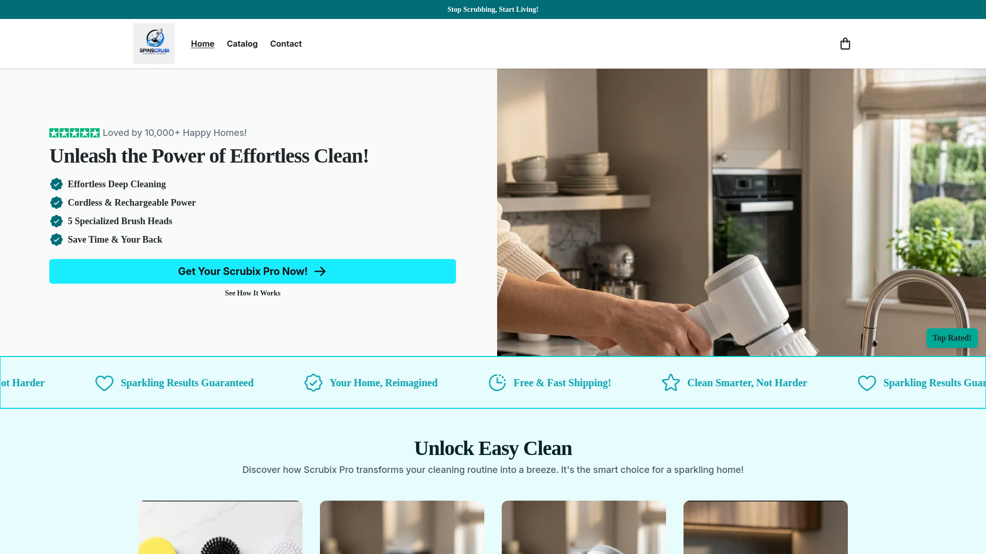 website screenshot of https://spinscrubi.store/
