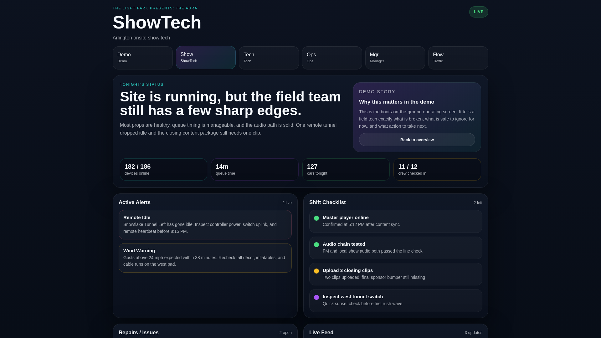 website screenshot of https://manager-thelightparkops.pages.dev/