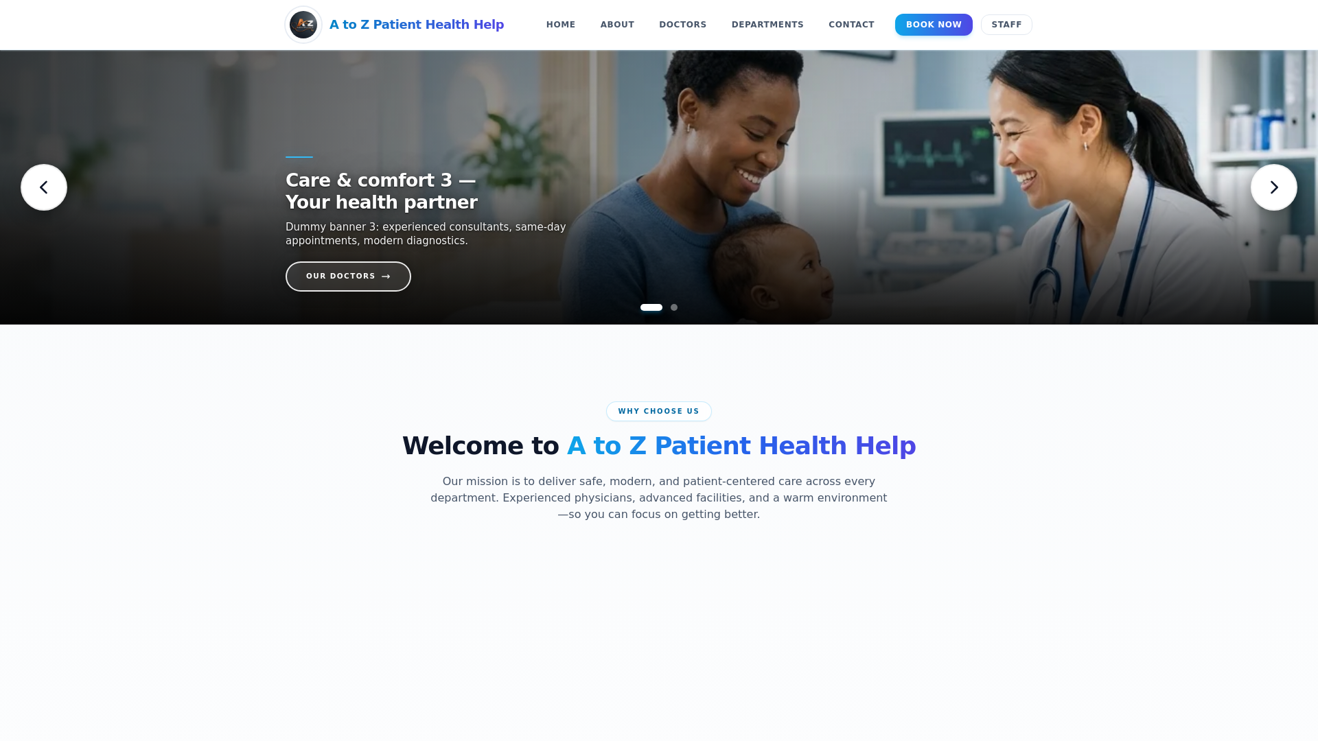 website screenshot of https://atozpatienthealthhelp.in/