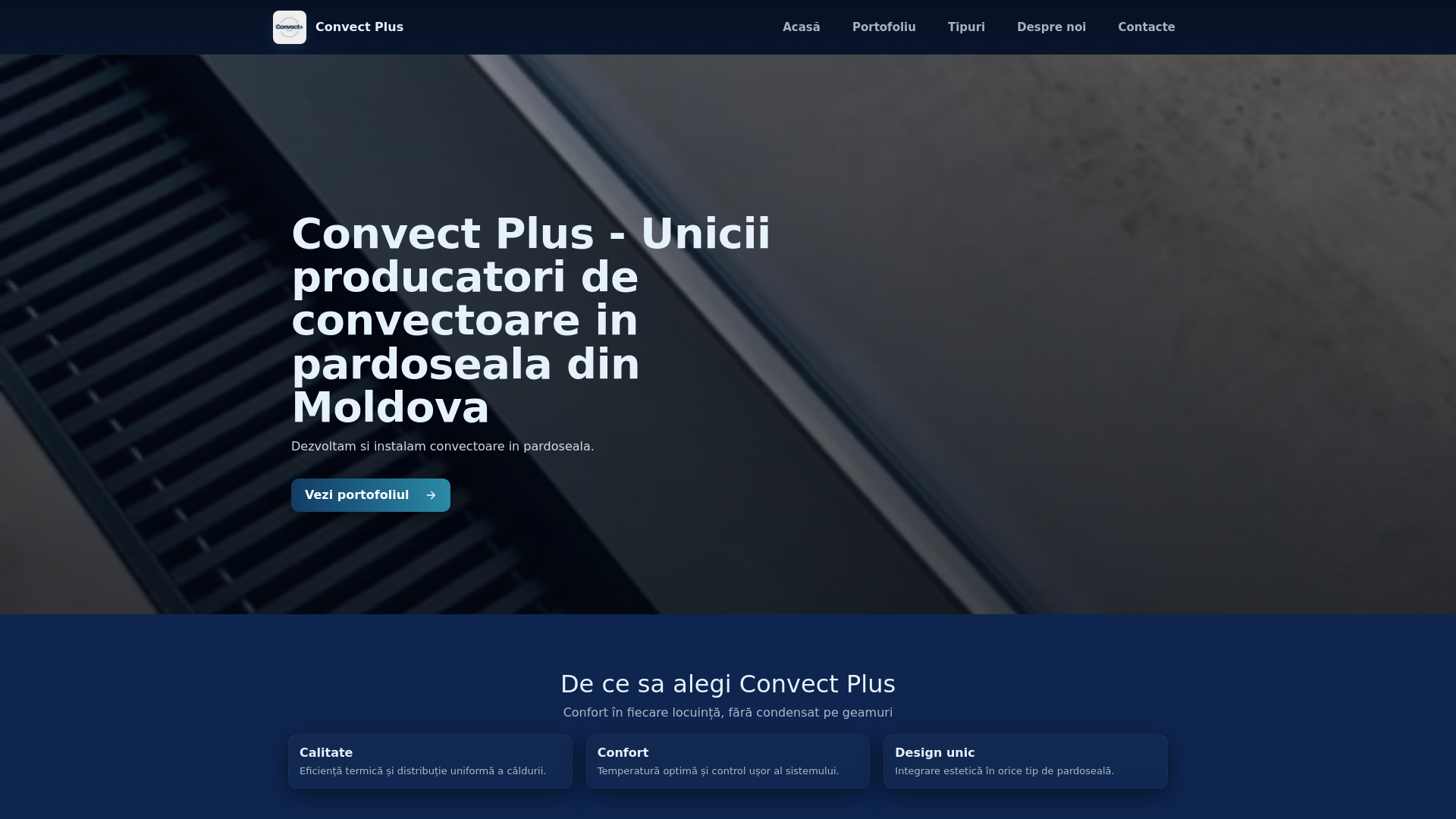 website screenshot of https://convectplus.md/