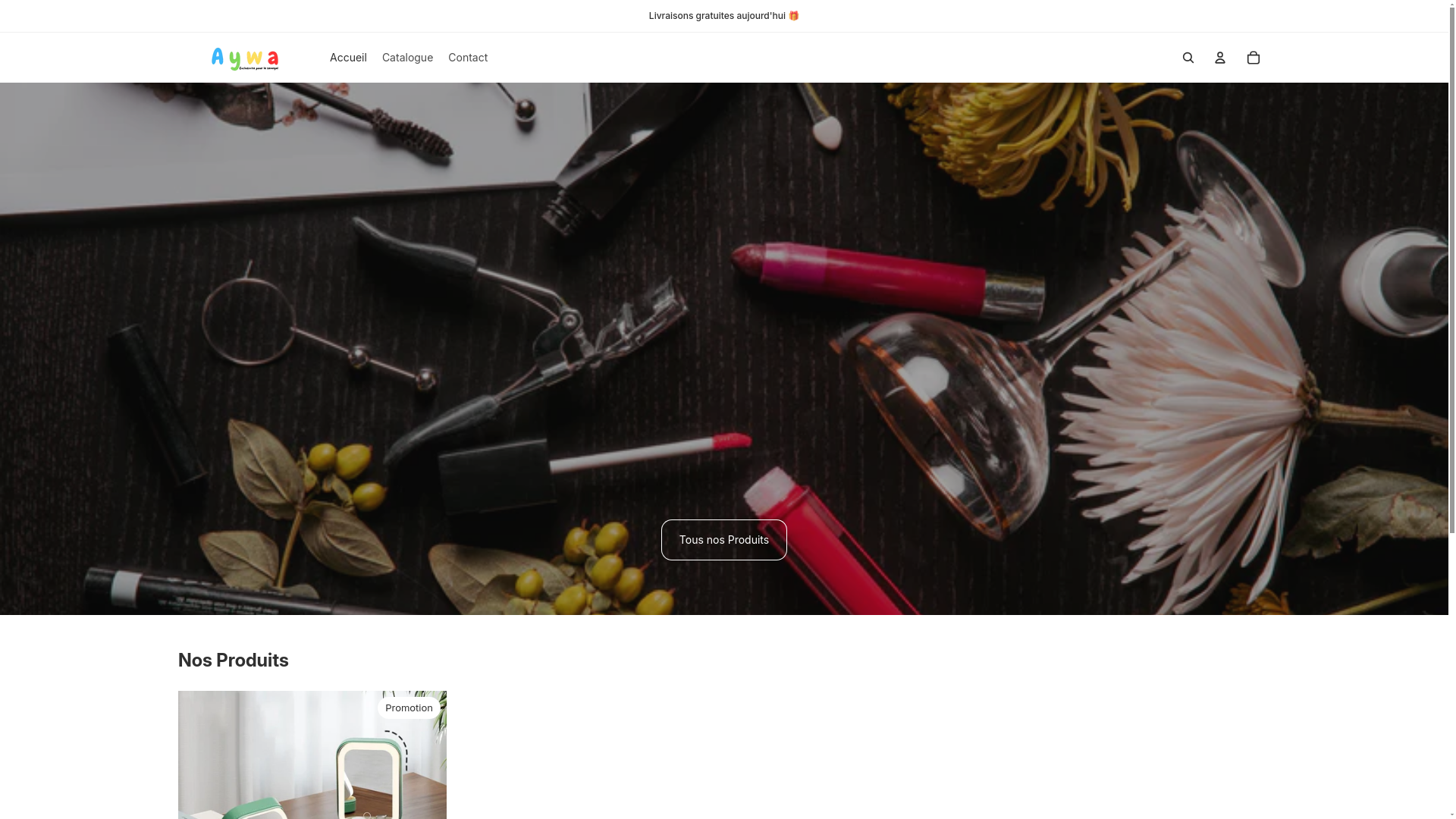 website screenshot of https://aywa-sn.shop/
