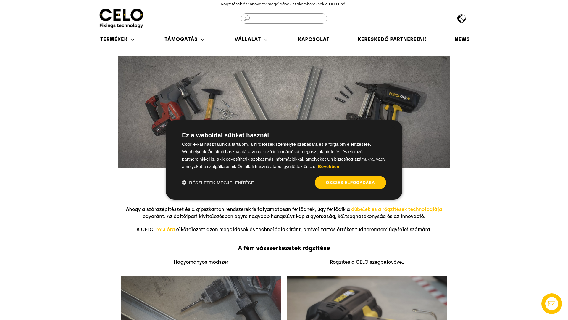 website screenshot of https://www.celofixings.hu/content/441-direktroegzites-elonyei-a-szarazepiteszetben
