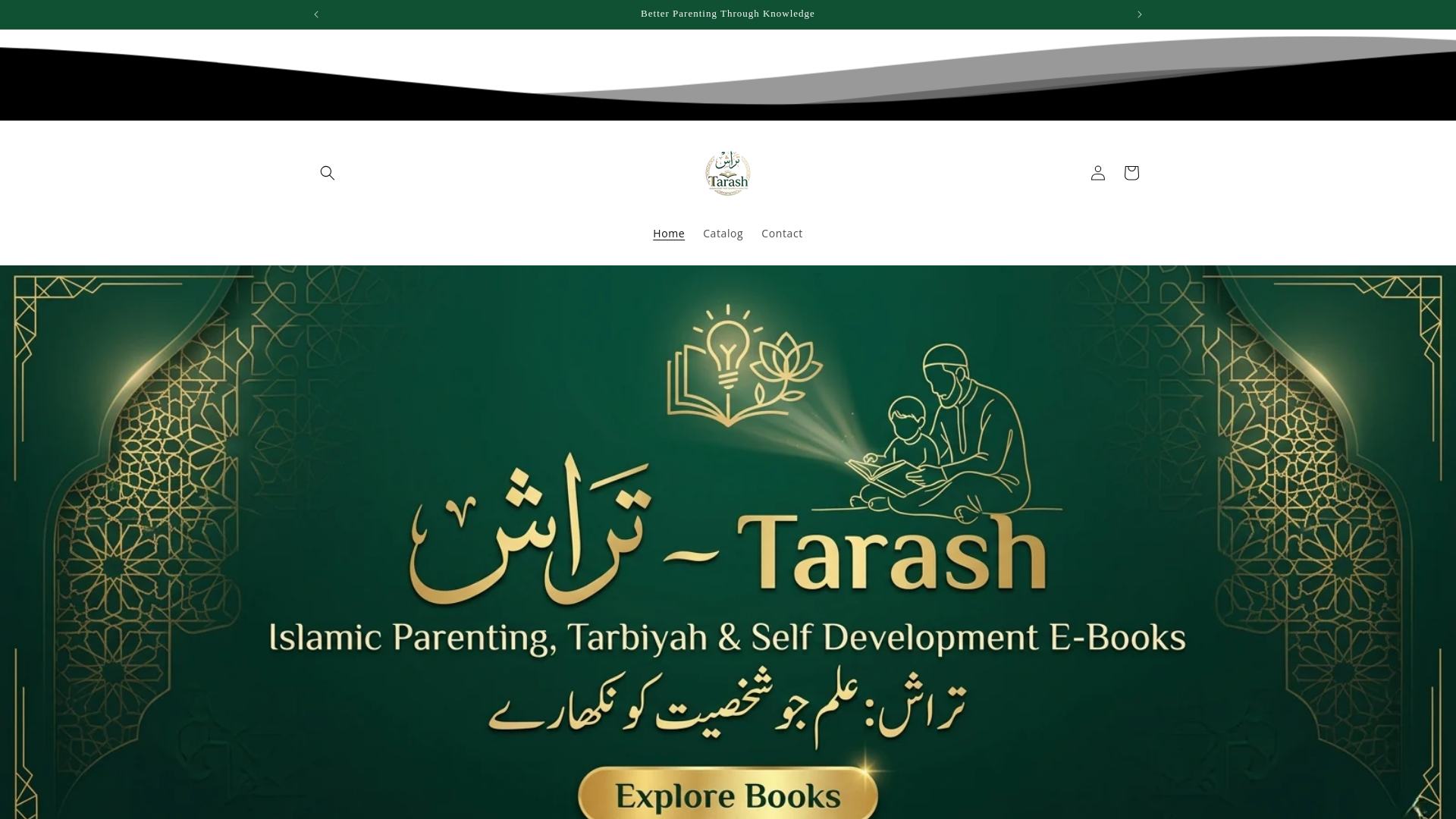 website screenshot of https://tarashbooks.com/