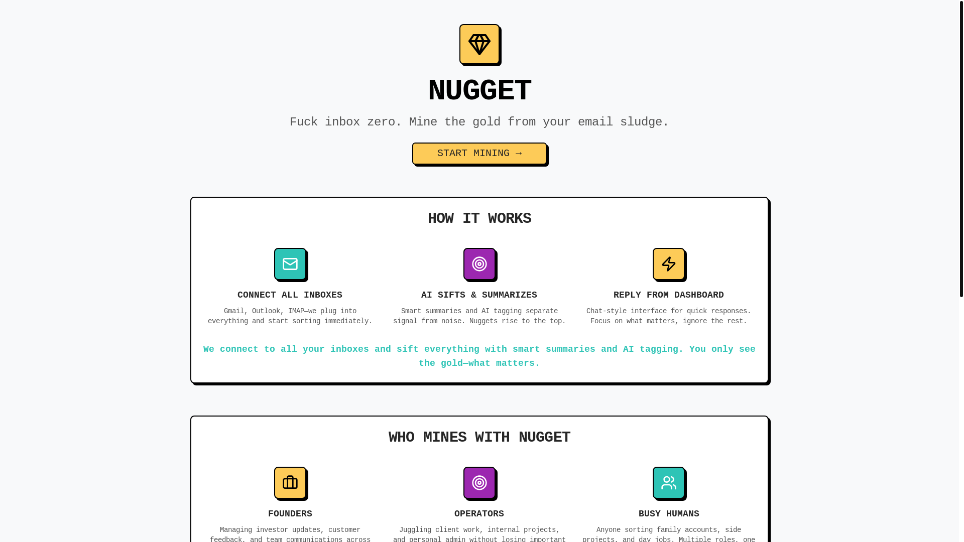 website screenshot of https://nuggettcore.com/