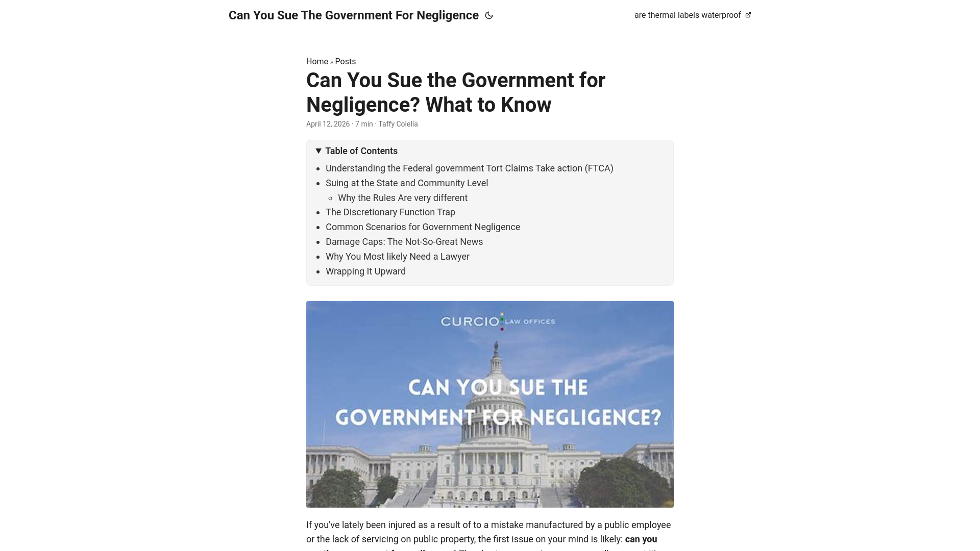 website screenshot of https://can-you-sue-the-government-for-negligence.pages.dev/