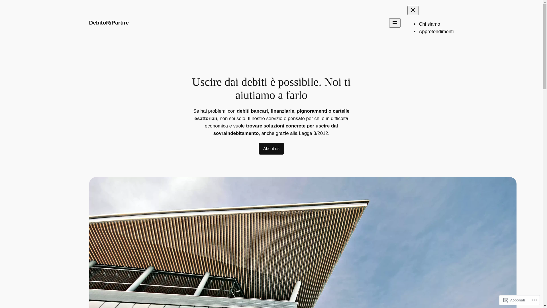 website screenshot of https://usciredaldebito.com/