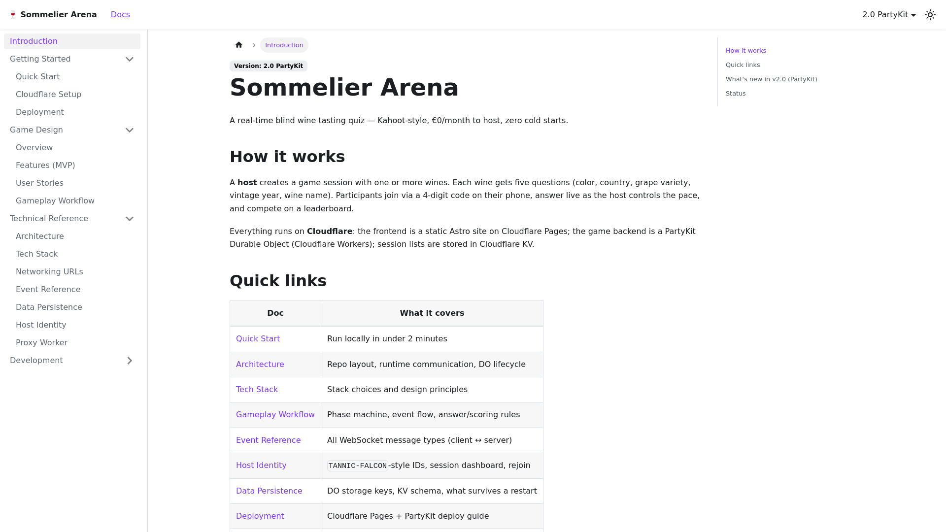 website screenshot of https://sommelier-arena-docs.pages.dev/