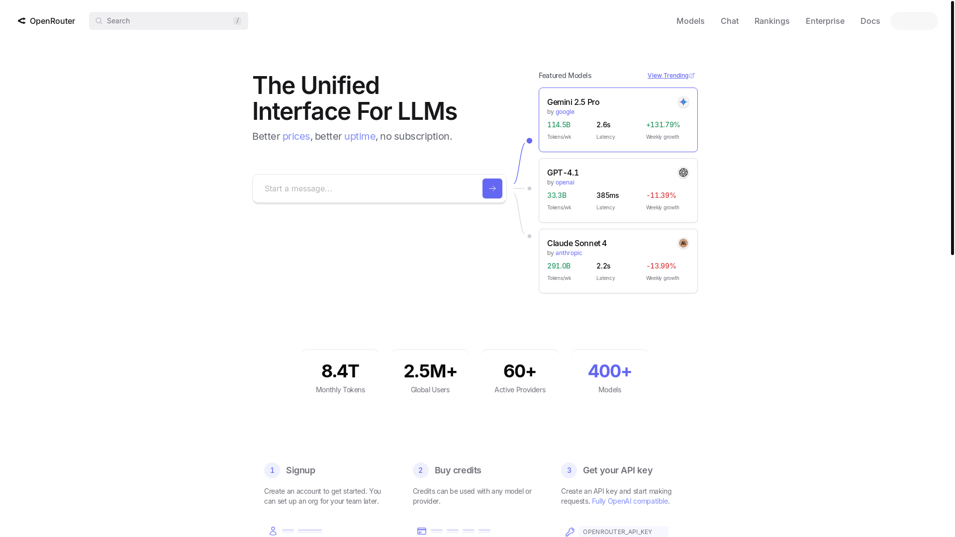 website screenshot of https://openrouter.ai/
