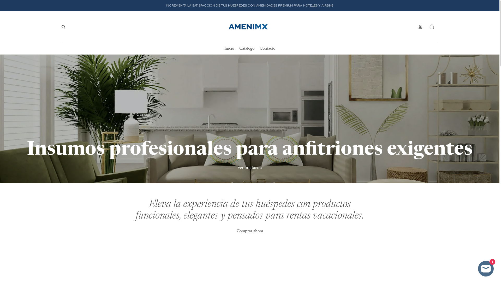 website screenshot of https://amenidadesparahoteleria.com/