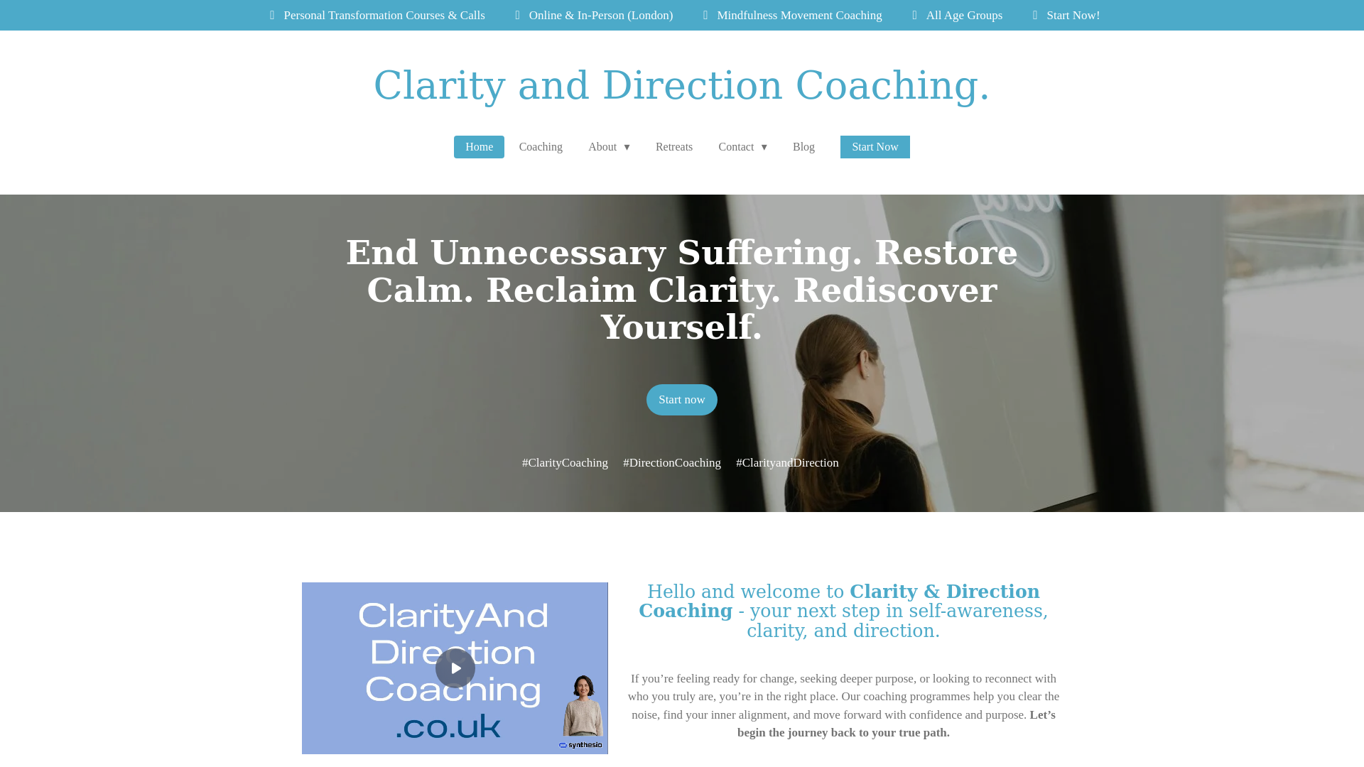 website screenshot of https://clarityanddirectioncoaching.co.uk