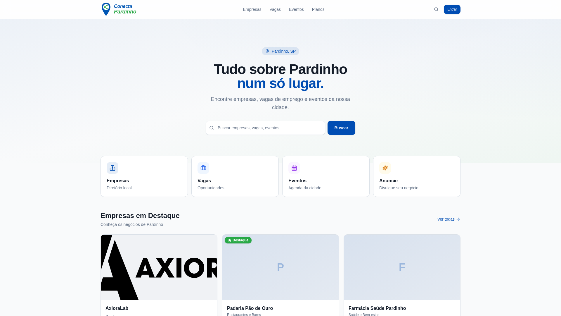 website screenshot of https://conectapardinho.com.br