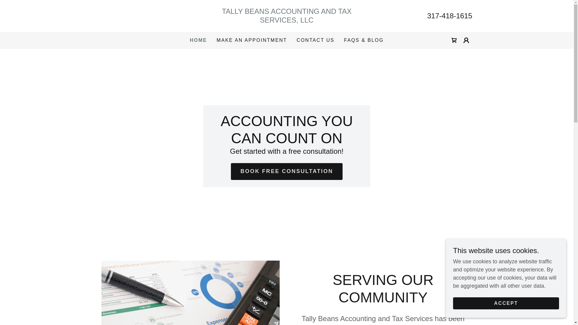 website screenshot of https://tallybeans.info/