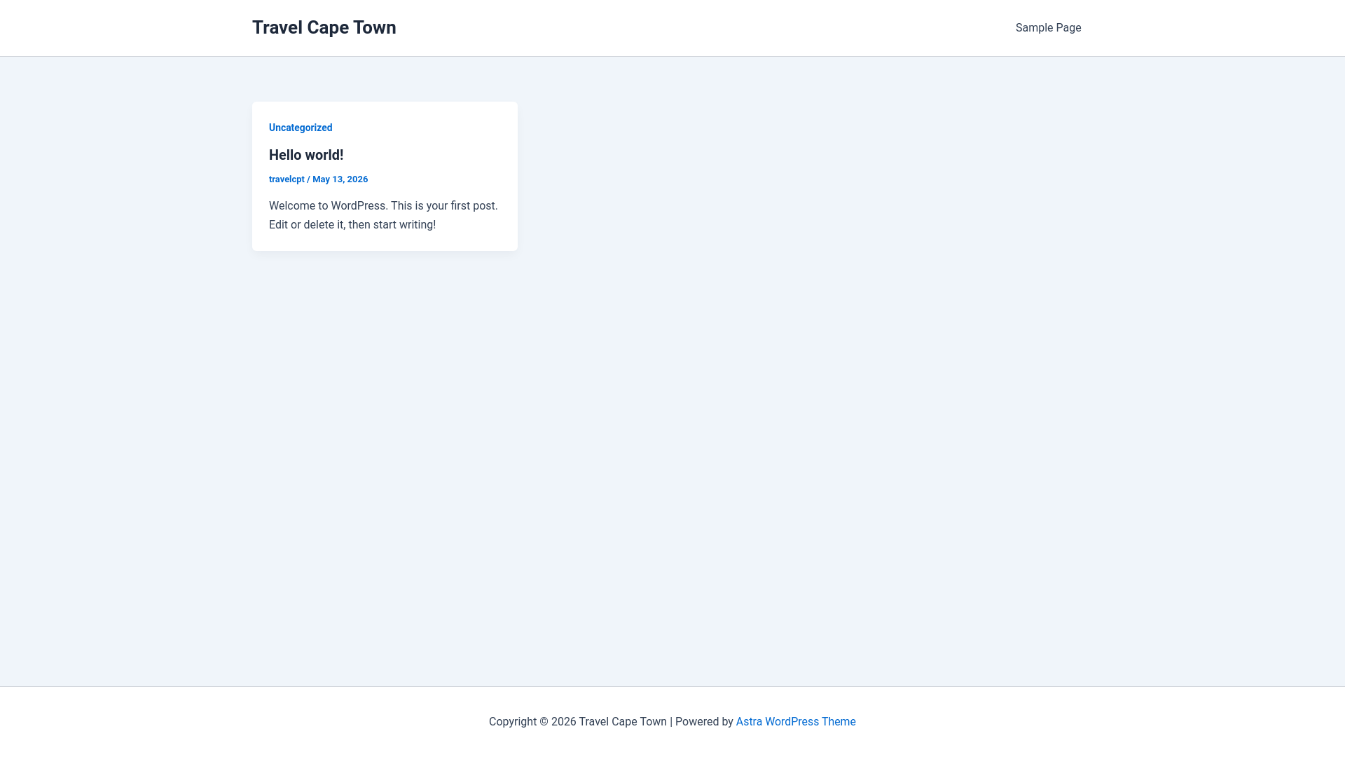 website screenshot of https://travelcpt.com/