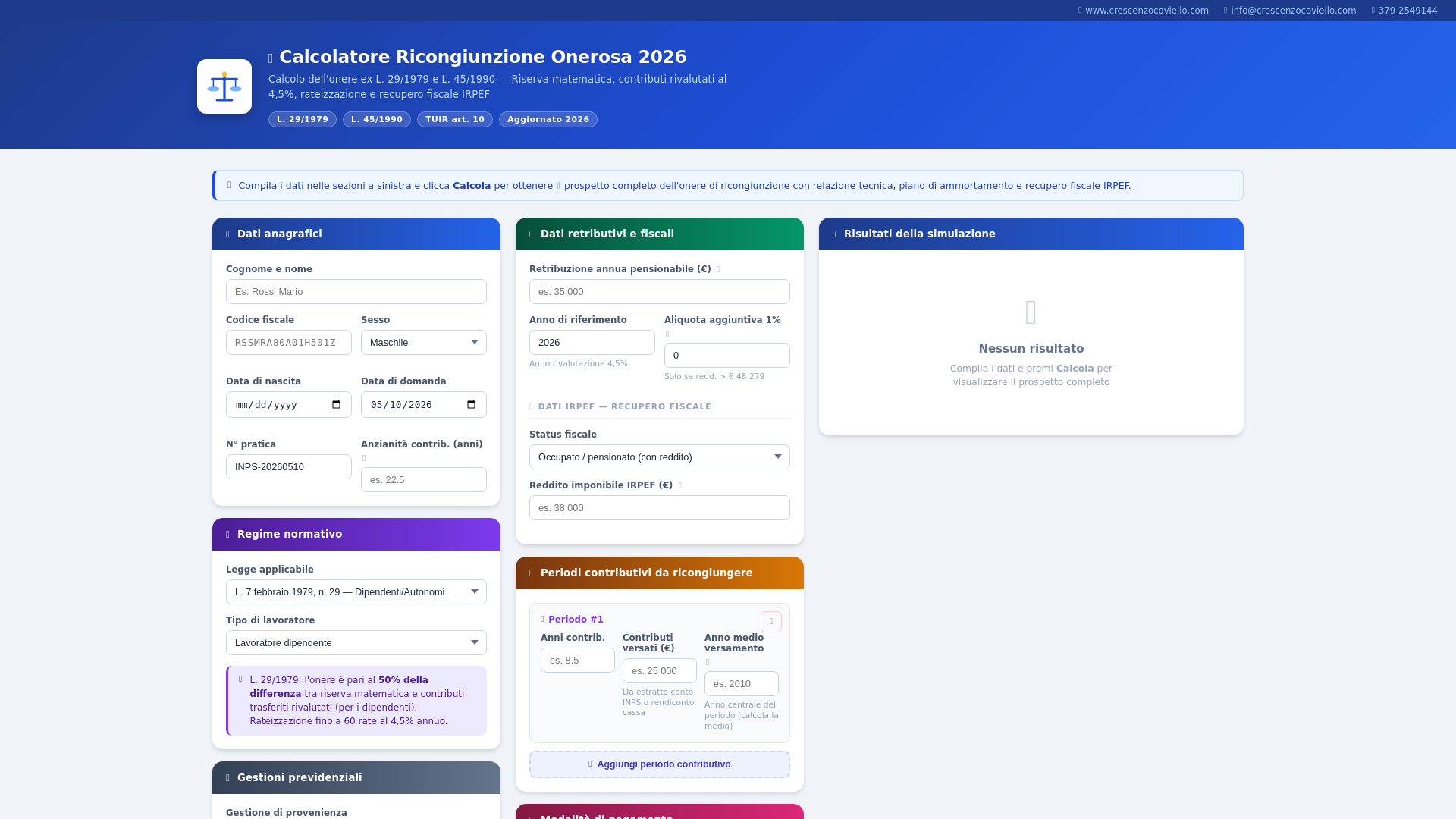 website screenshot of https://ricongiunzione-onerosa-2026.pages.dev/