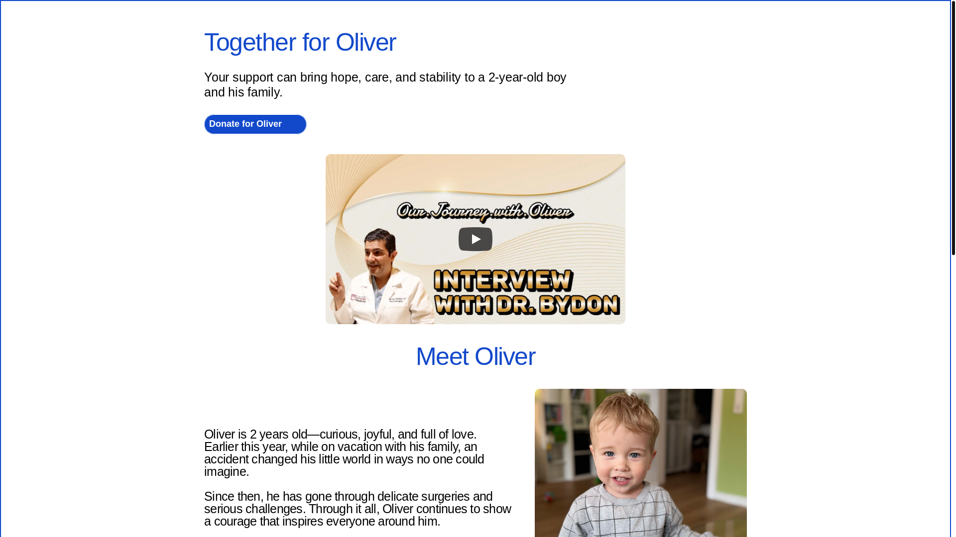 website screenshot of https://ourjourneywitholiver.com/