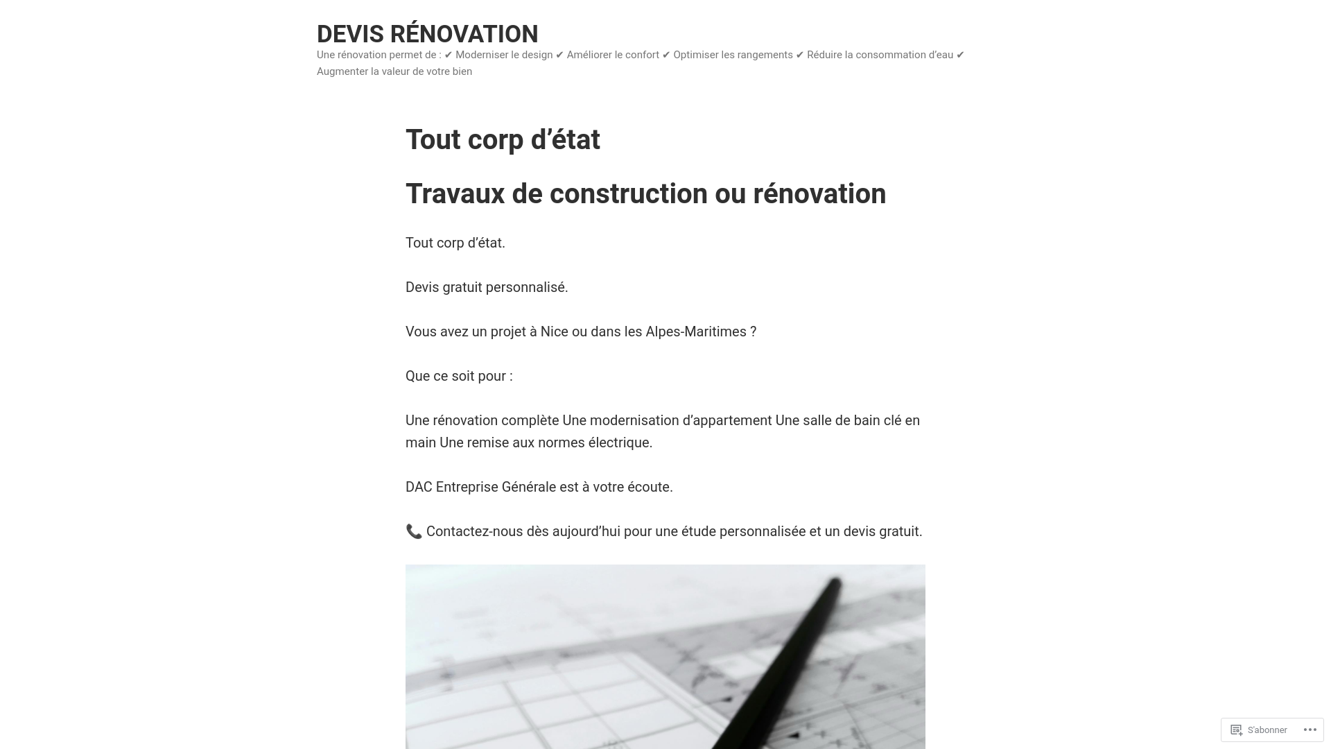 website screenshot of https://dactravaux.fr/