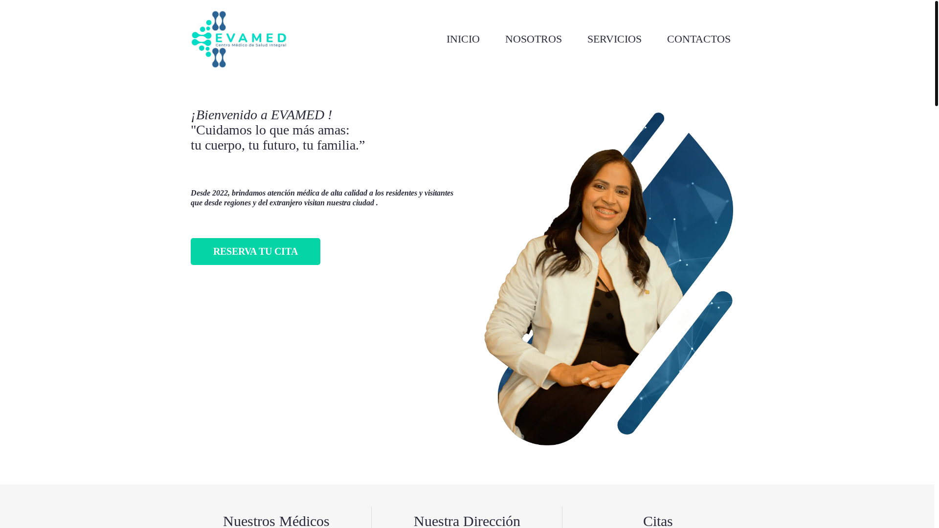 website screenshot of https://clinicaevamed.cl/
