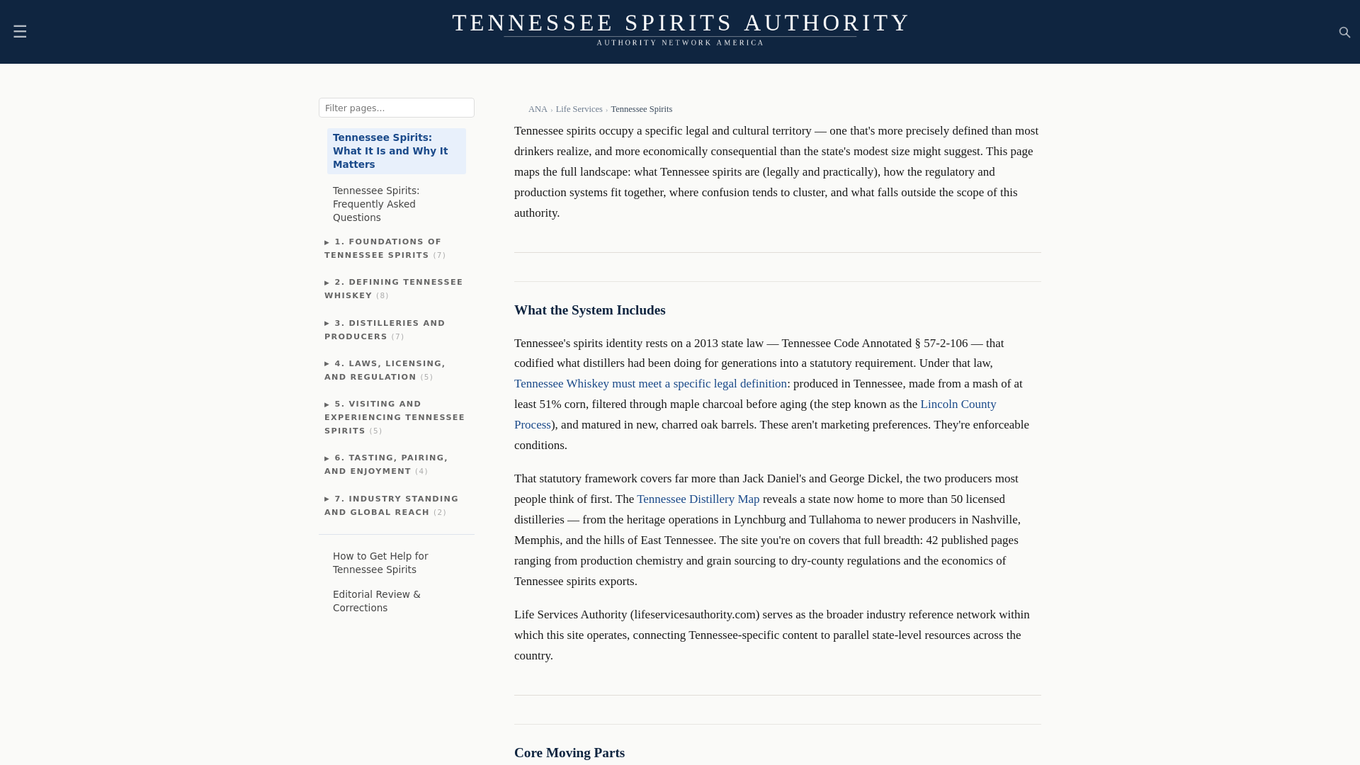 website screenshot of https://tennesseespiritsauthority.com/